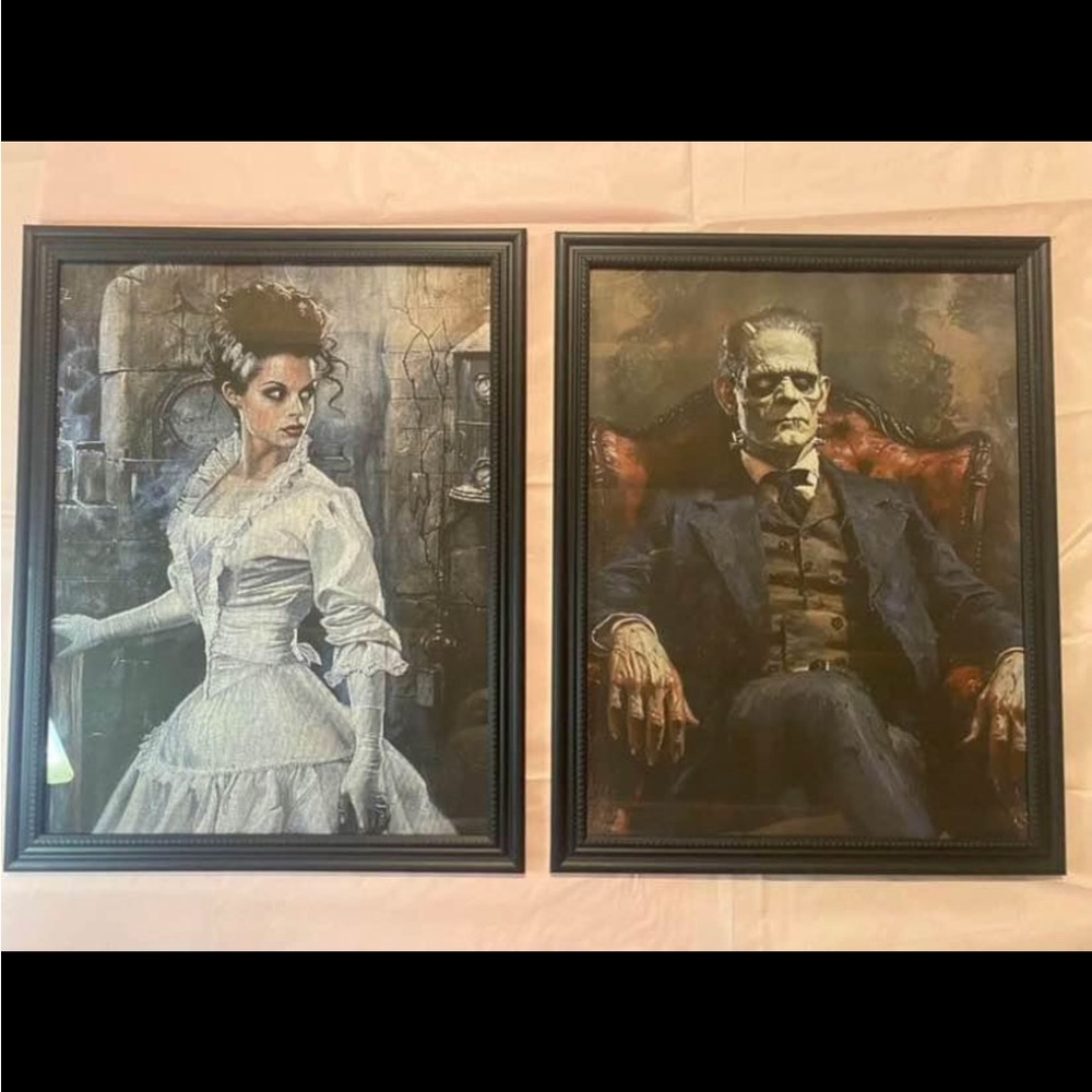 Couple portrait prints , Monster & Bride of Frankenstein, set of 2 8x10”